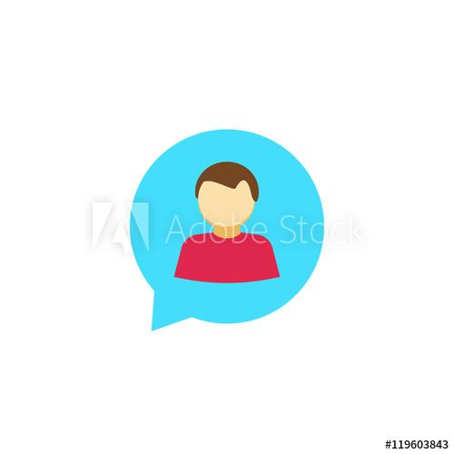 500x500 Person Chat Icon Vector Isolated On White, Flat Abstract Man
