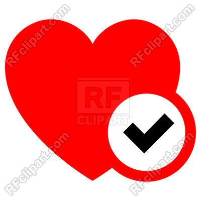 400x400 Heart Red Icon With Black Check Isolated On White Background