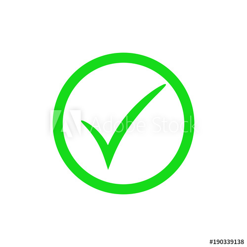 500x500 Green Check Mark Icon. Vector Checkmark Button. Tick Symbol