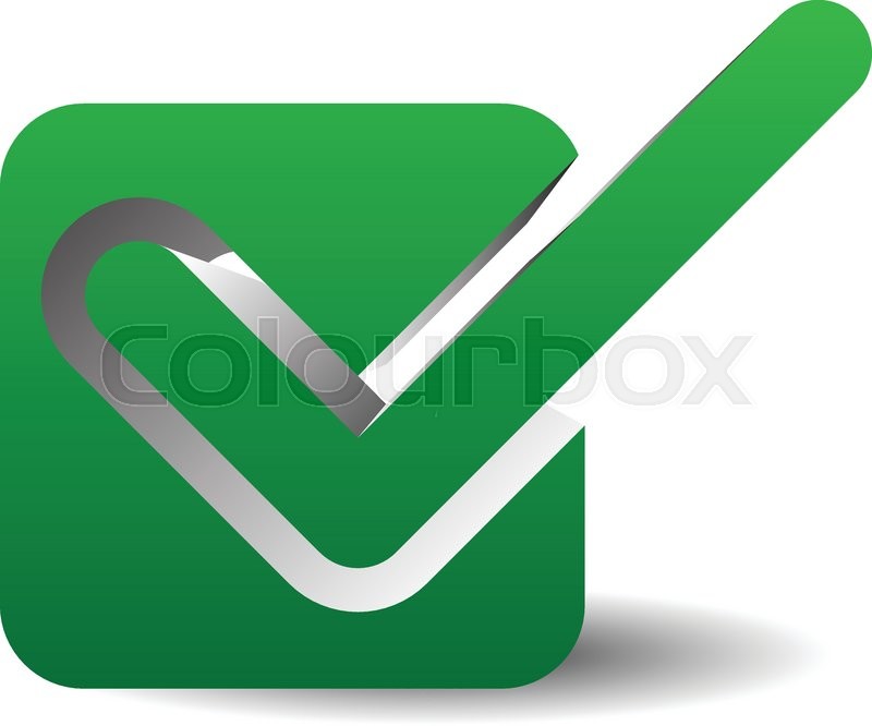 800x666 Green Check Mark Over Square. Tick Symbol, Icon. Stock Vector