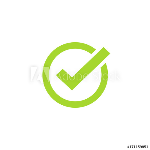 500x500 Tick Icon Vector Symbol, Green Checkmark Isolated On White