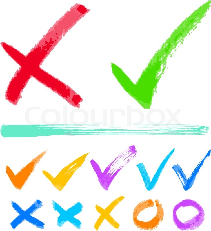728x800 Hand Drawn Check Marks. Eps8. Global Colors. Gradients Free