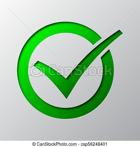 450x470 Paper Art Of The Green Check Mark. Vector Illustration. Paper Art