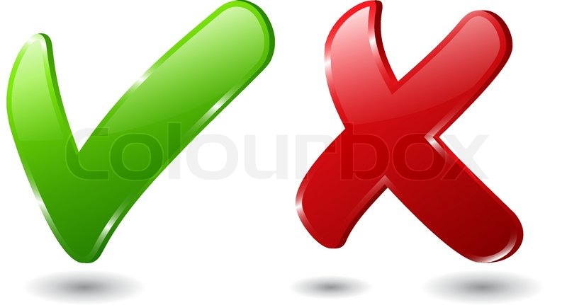 800x431 Check And Cross Mark Stock Vector Colourbox