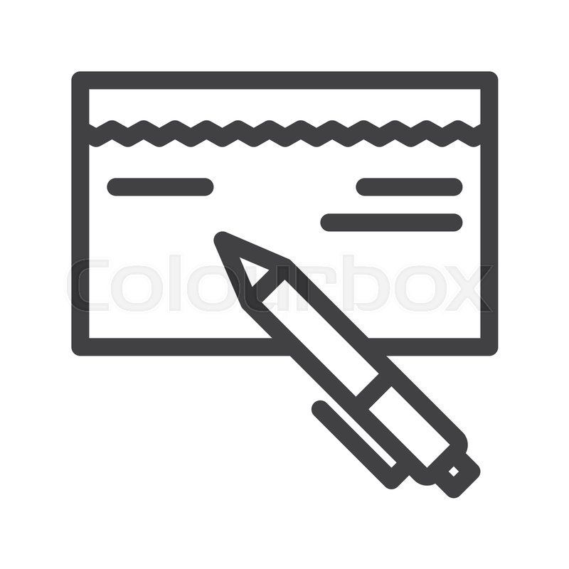 800x800 Checkbook And Pen Line Icon, Outline Vector Sign, Linear Style