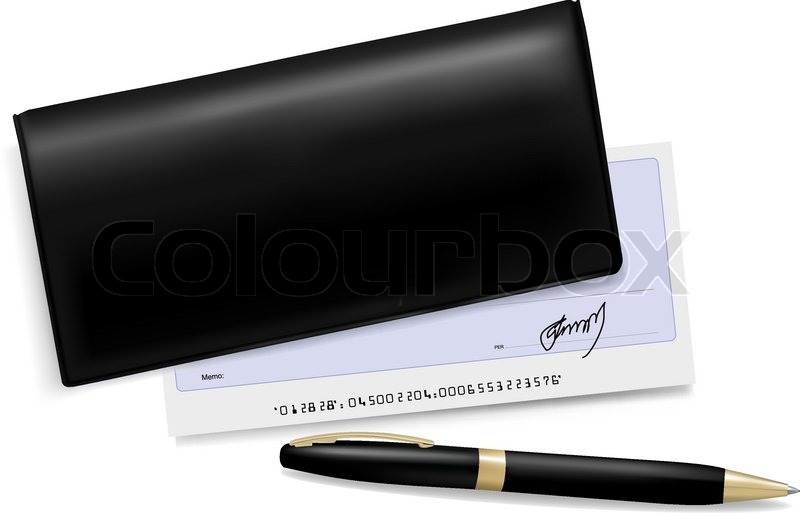 800x513 Checkbook With Check And Pen. Vector Illustration. Stock Vector