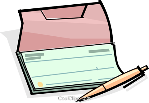 480x332 Checkbook With Pen Royalty Free Vector Clip Art Illustration