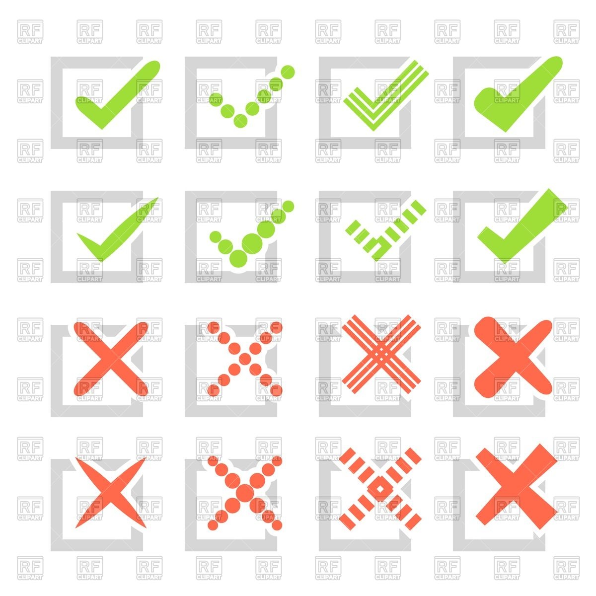1200x1200 Checkmarks Or Ticks And Crosses In Checkbox Vector Image Vector