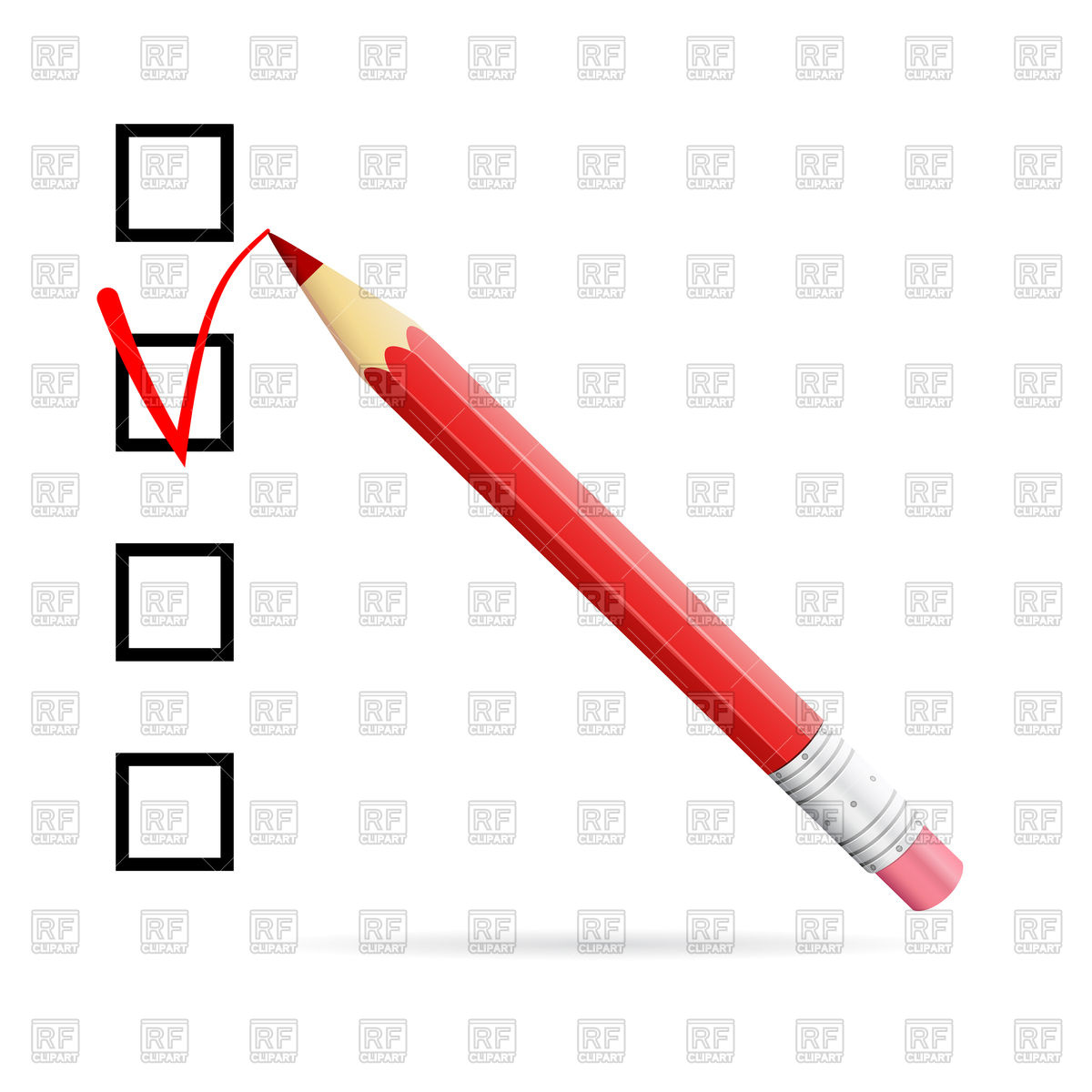 1200x1200 Red Pencil Drawing Check Mark In Checkbox Vector Image Vector