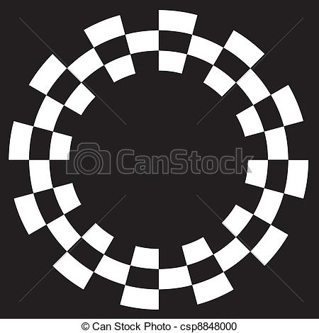 450x470 Checkerboard Frame, Spiral Pattern. White On Black Frame, Circle