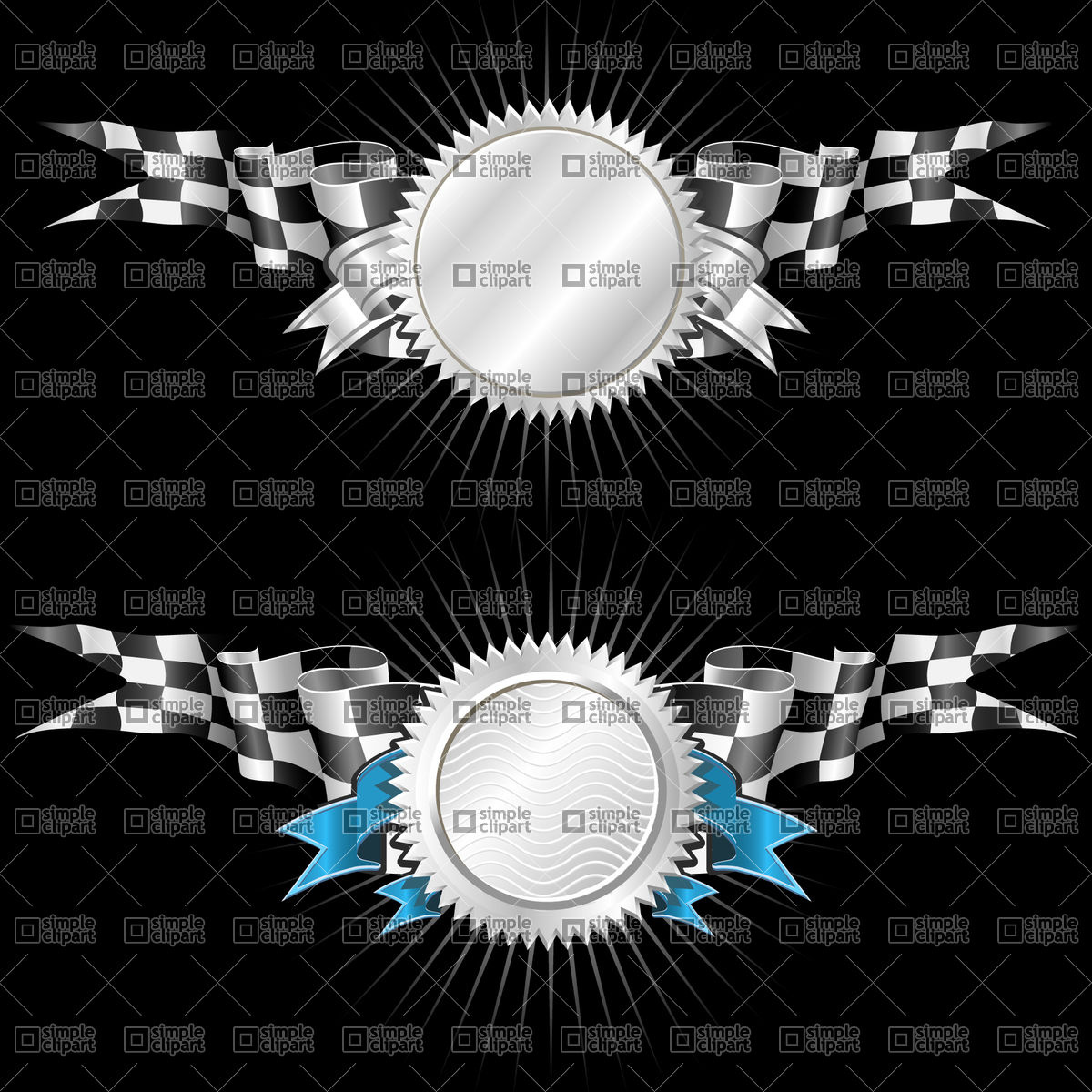 1200x1200 Silver Racing Emblem Templates With Checkered Flag Vector Image