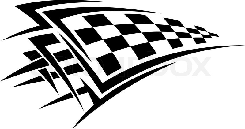800x422 Tribal Sport Racing Tattoo With Checkered Flag Stock Vector