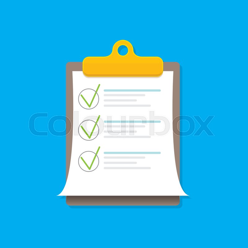 800x800 Vector Clipboard Icon With Green Checkmarks On Blue Background