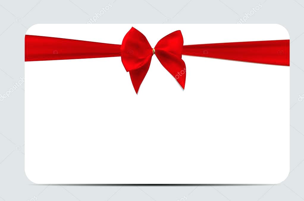 1022x675 Gift Card Template With Red Silk Ribbon And Bow Vector Stock How