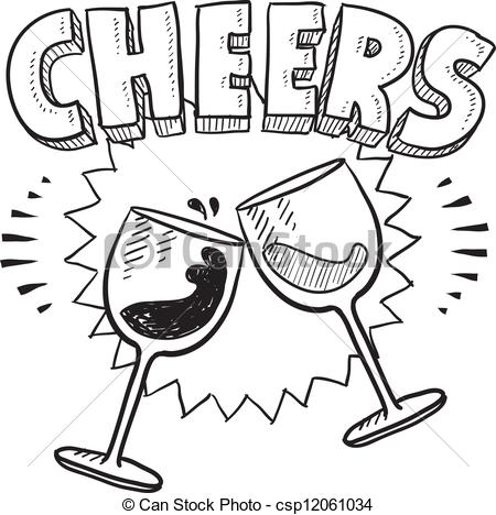 450x468 Cheers Celebration Sketch. Doodle Style Cheers Celebration