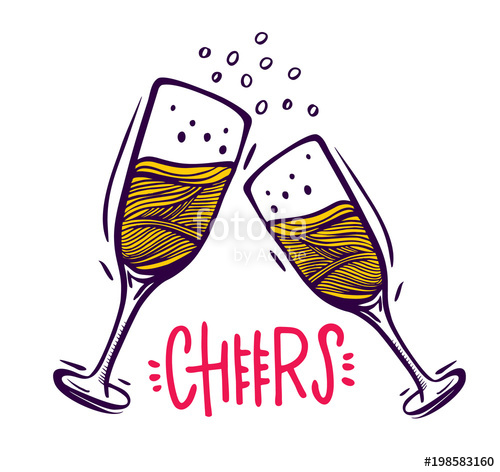 500x472 Cheers Vector Illustration Hand Drawn Wine Glasses. Stock Image
