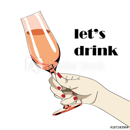 500x500 Womens Hand Holding The Glass With Drink. Cheers. Vector