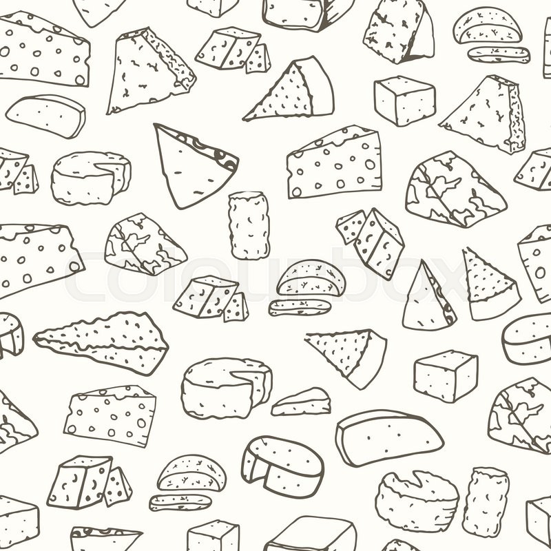800x800 Cheese Pattern. Seamless Background With Hand Drawn Different