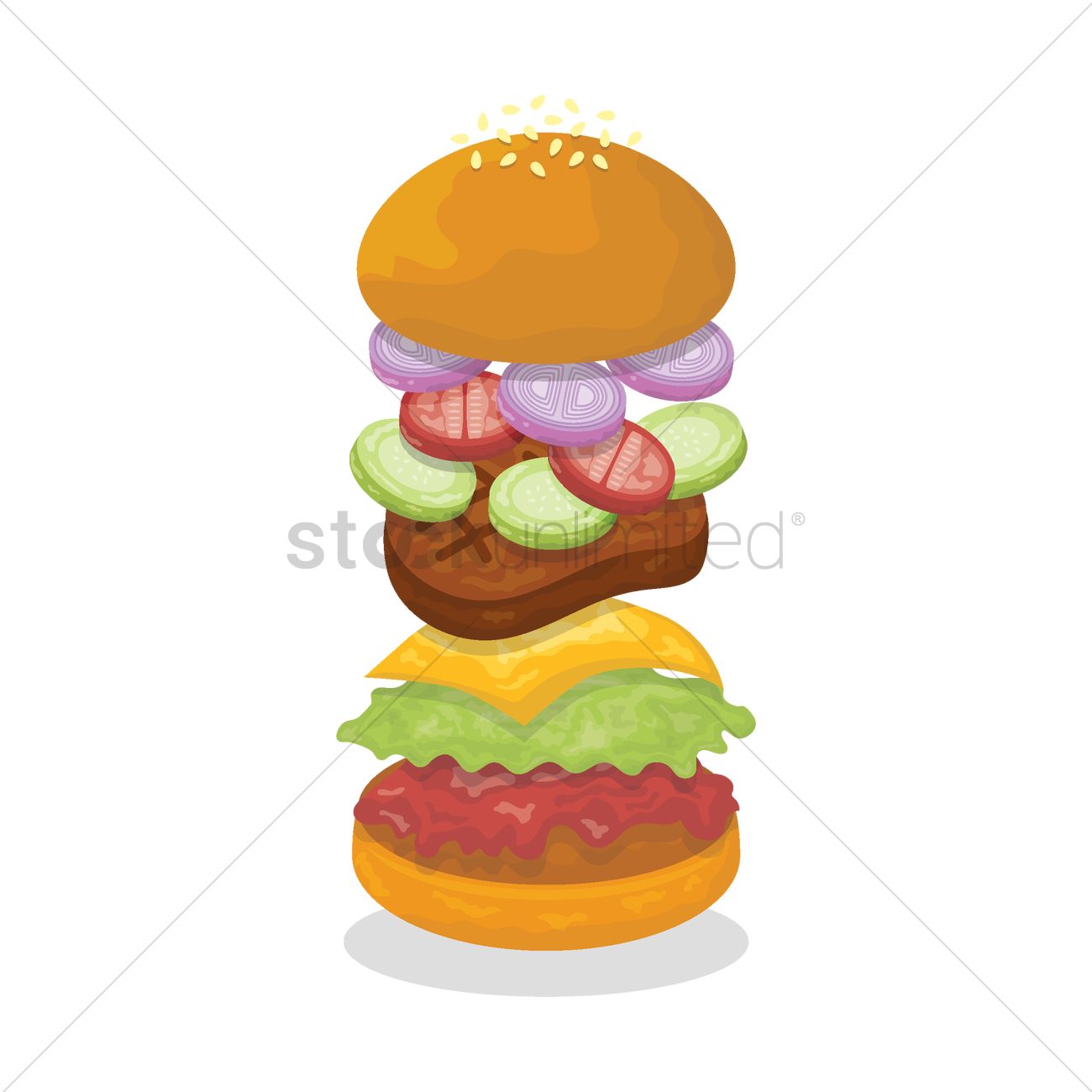 1300x1300 Tossed Cheeseburger Vector Image