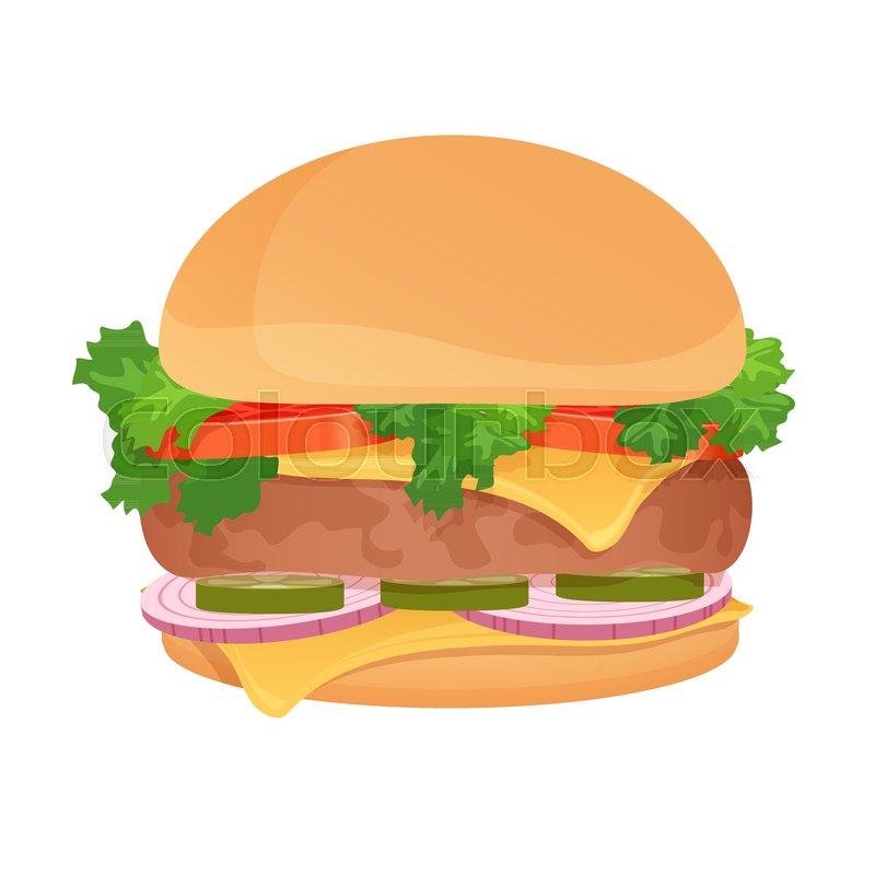 800x800 Vector Hamburger. Classic Burger. American Food. Fast Food