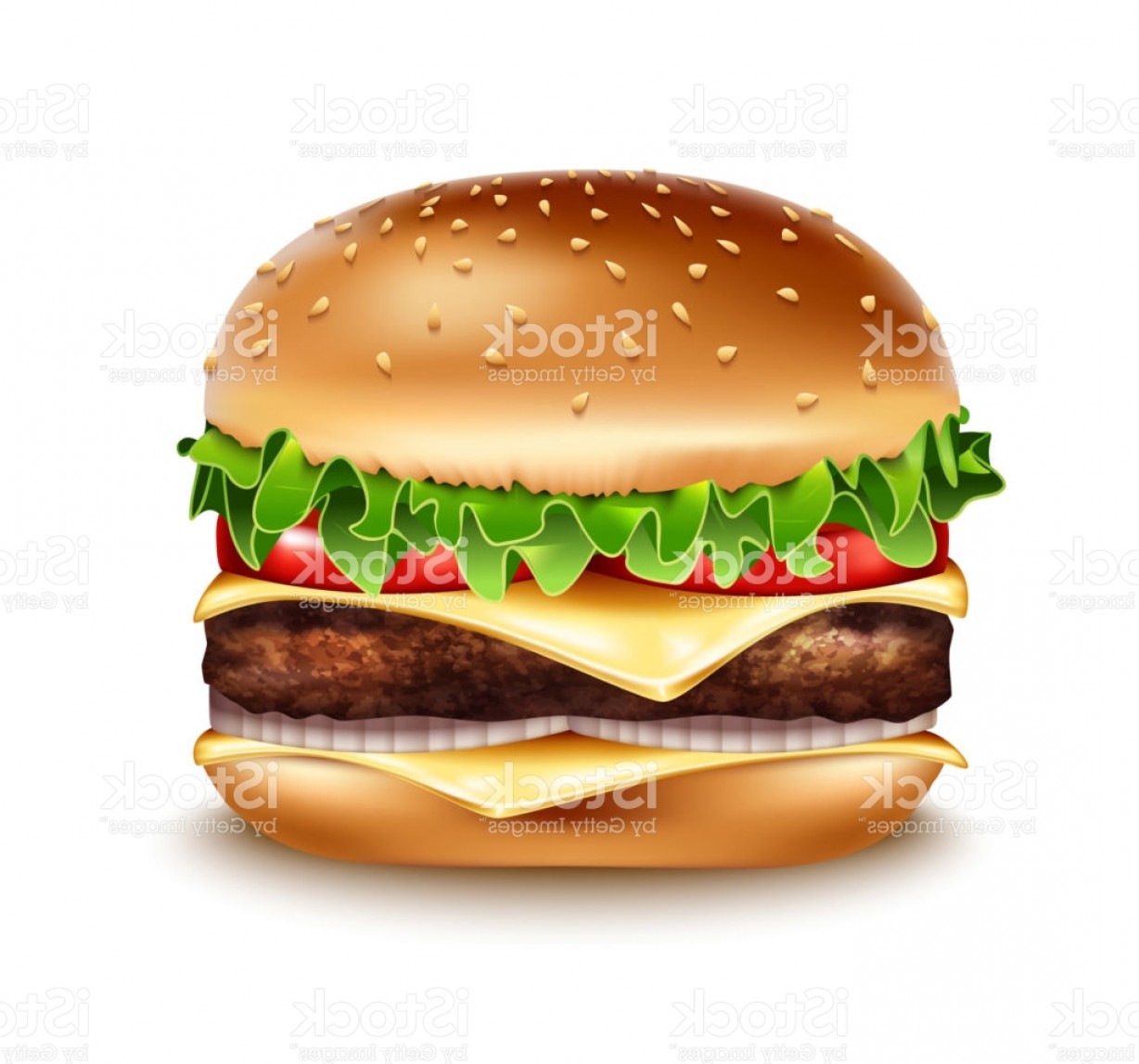 1228x1147 Vector Realistic Hamburger Icon Classic Burger American