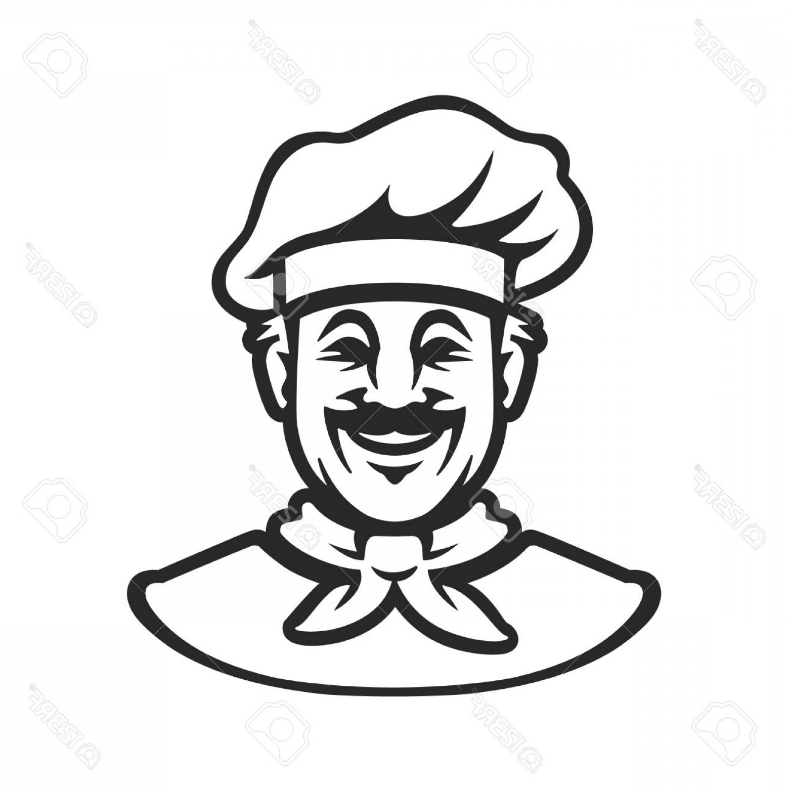 1560x1560 Photostock Vector Smiling Chef In Hat Black And White Icon Of Chef