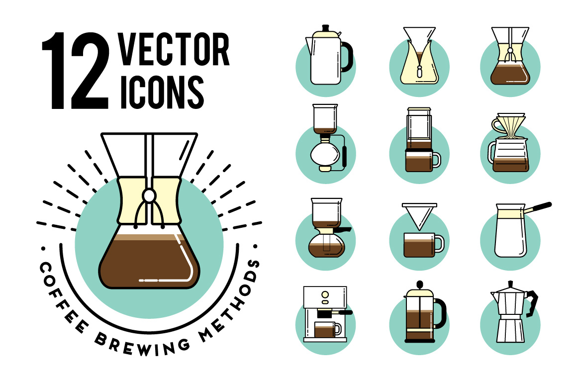 1160x772 Coffe Brewing Methods. Icons Set On Behance