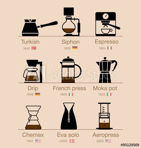 478x500 Set Of Coffee Icons. Vector Elements