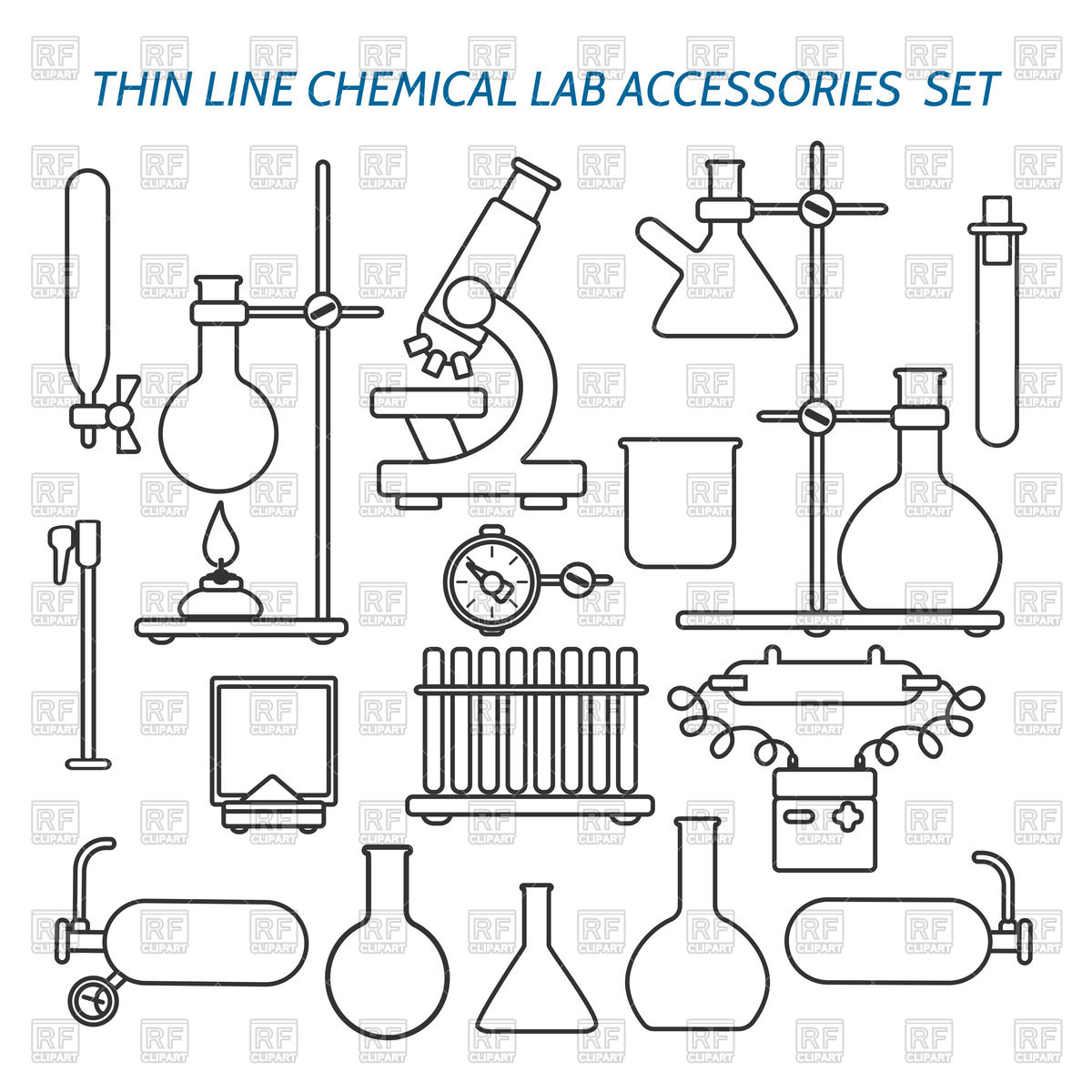 1200x1200 Thin Line Chemical Lab Equipment And Accessories Icon Set Vector