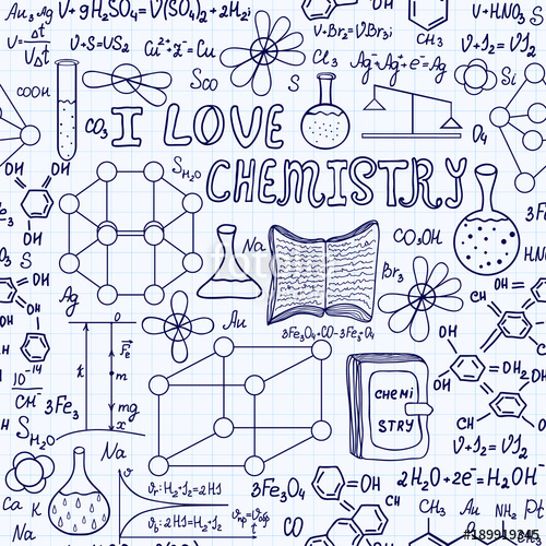 500x500 Chemistry Vector Seamless Pattern With Handwritten Words I Love
