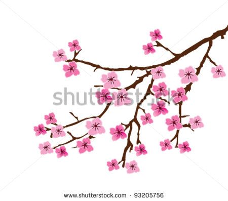450x397 Vector Cherry Blossom Branch Flower Designs In 2018