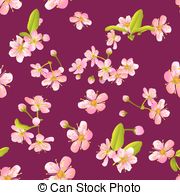 180x195 Flying Pink Japan Sakura, Cherry Or Rosa Petals Vector Seamless