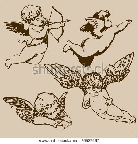 450x470 Cherub Tattoo Flash