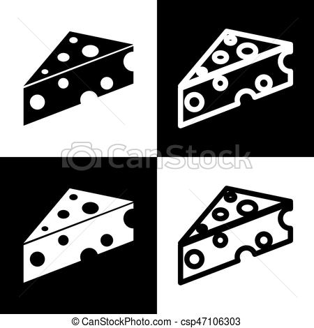 450x470 Cheese Maasdam Sign. Vector. Black And White Icons And Line Icon