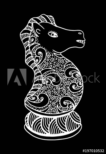 344x500 Hand Drawing Doodle Sketch Chess Knight Vector Illustration Art