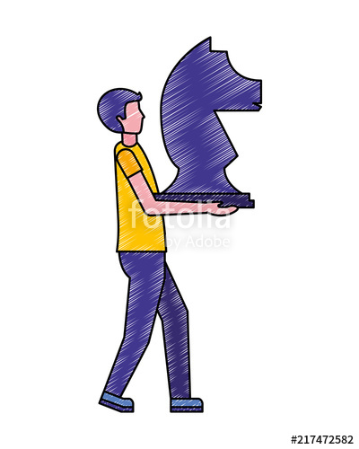 400x500 Business Man Holding Piece Chess Knight Vector Illustration Stock