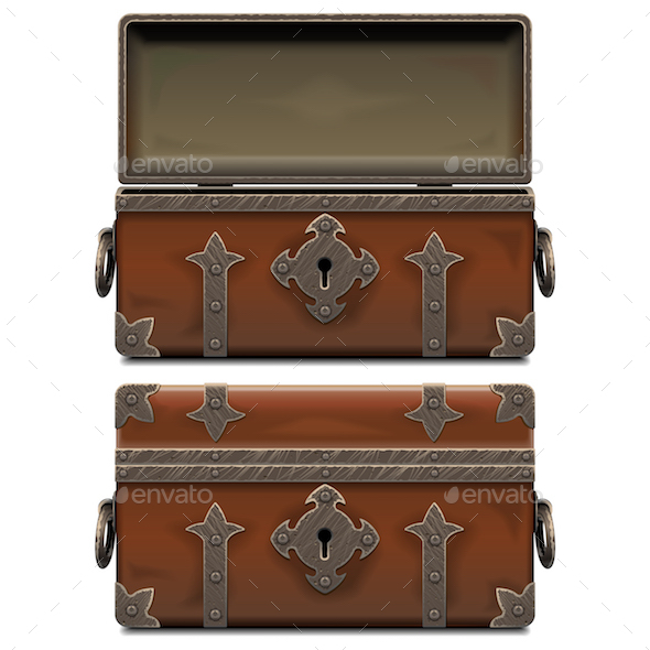 590x590 Vector Empty Old Pirate Forged Chest By Dashadima Graphicriver
