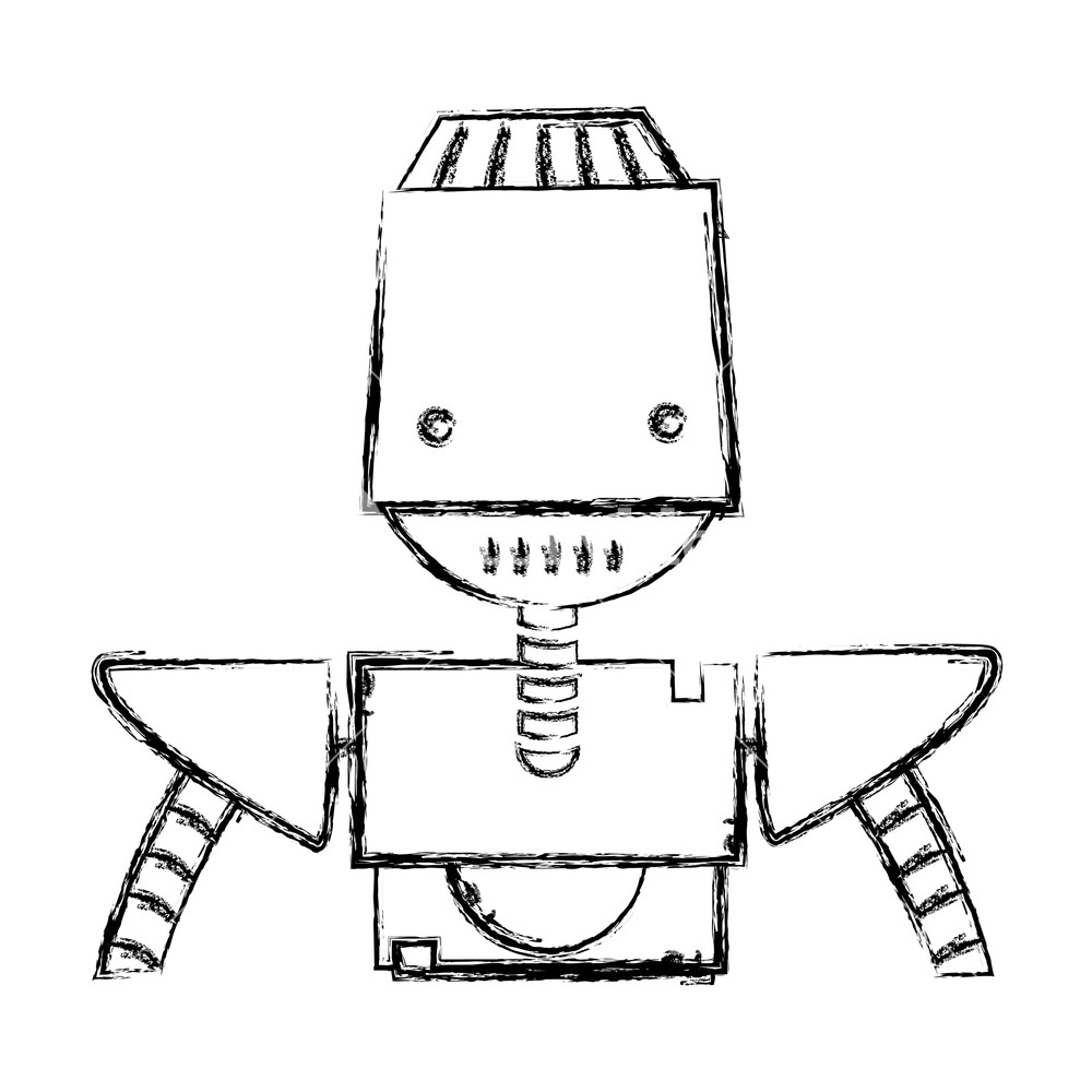 1000x1000 Figure Robot Face With Technology Arms And Chest Vector