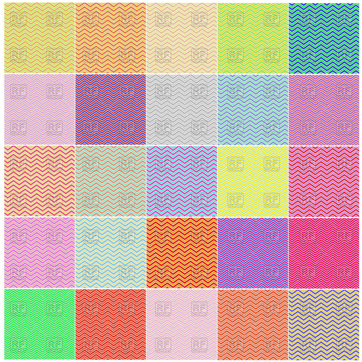 1200x1200 Chevron Patterns In Red, Blue, Pink, Yellow, Green Vector Image