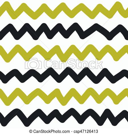450x470 Gold Ornament Chevron. Kids Hand Drawn Scribbled Zigzag Seamless