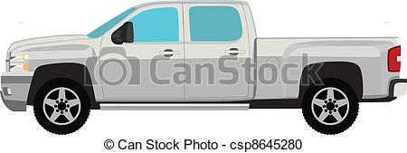450x169 Pick Up Truck Vector Illustration Isolated On White.