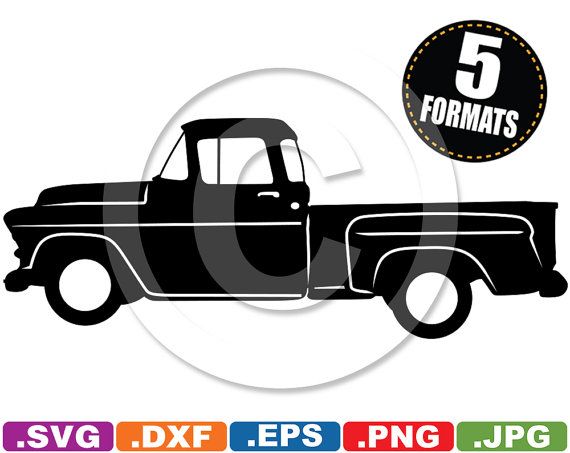 570x453 1956 Chevy Pickup Truck Silhouette Clip Art Image Svg Cutting File