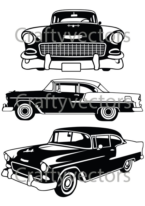 570x807 Chevrolet Bel Air 1955 Vector File Etsy