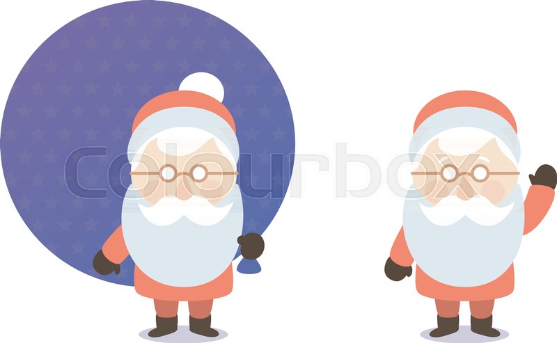 800x493 The Cartoon Santa Claus With Bag Of Gifts, Postcard, Flat Design