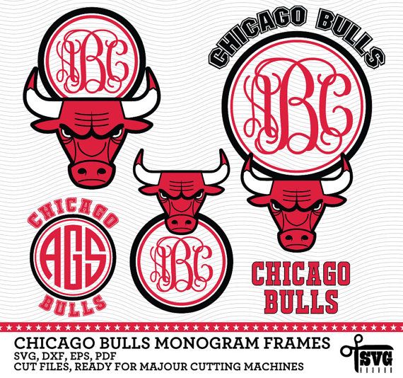 570x534 Chicago Bulls Monogram Frames. Vector Digital By Svgheavenstore