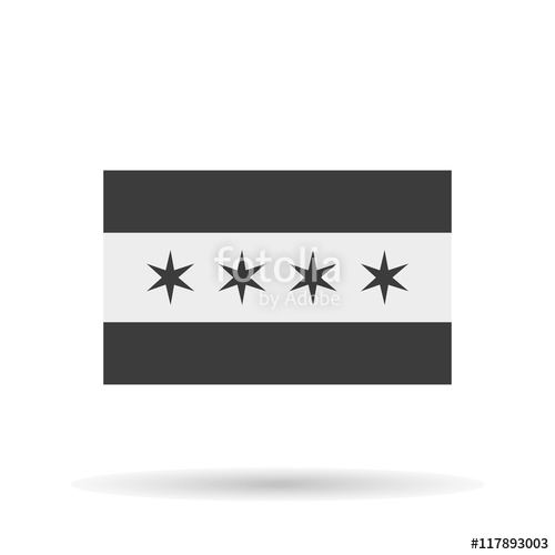 500x500 Chicago Flag Icon Official, Stars Vector Illustration Eps10 Stock