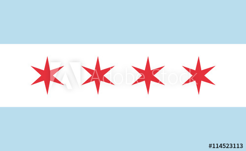 500x308 Chicago Flag Official Right Proportions, Red Stars Vector