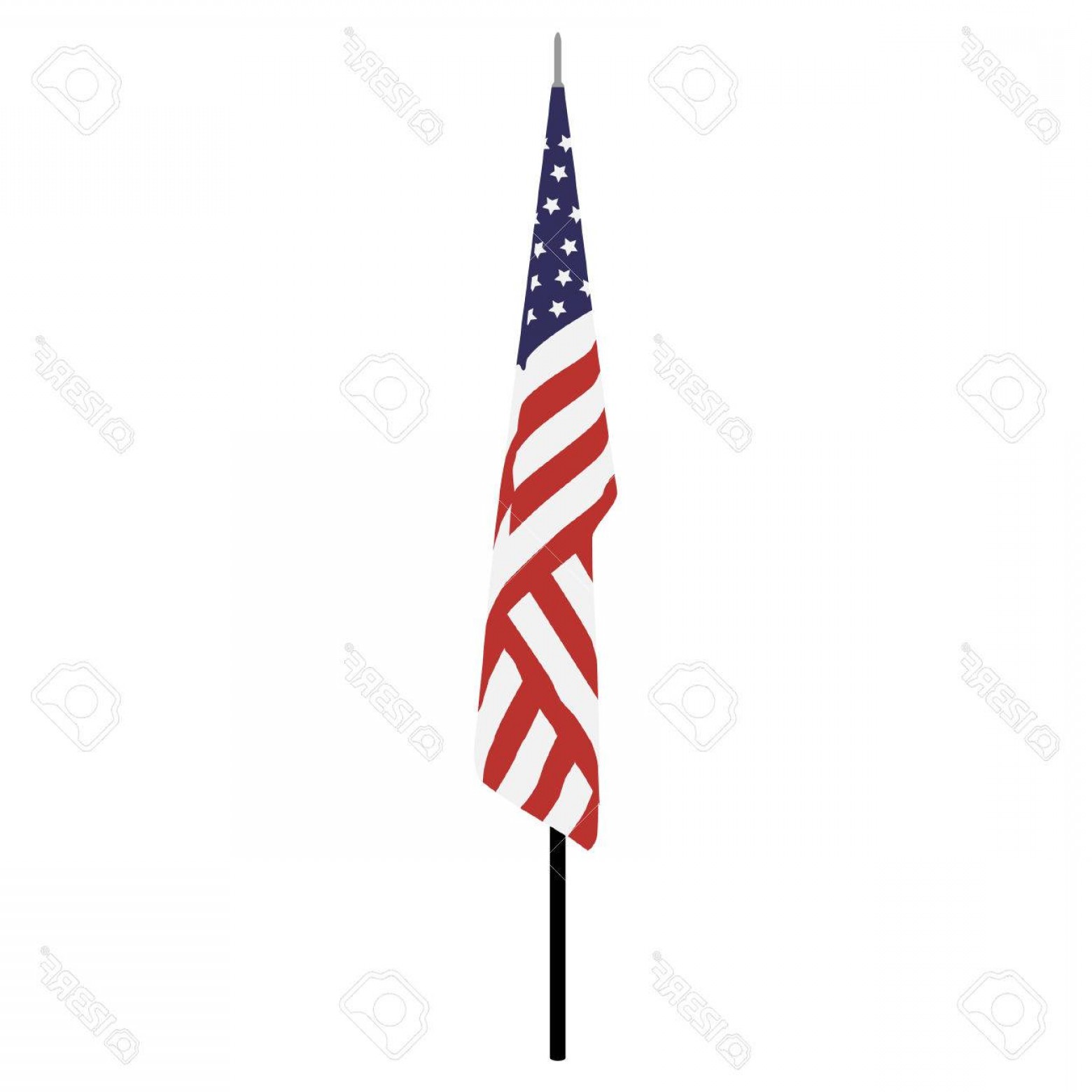1560x1560 Photostock Vector American Flag On Stand Stick Usa Flag Vector