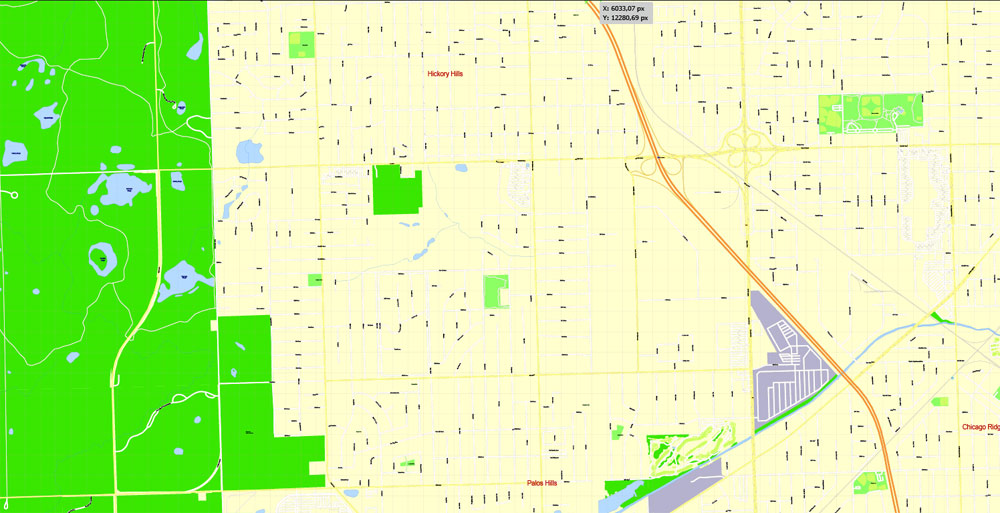 1000x513 Chicago Vector Map Editable Street Map Adobe Illustrator City Plan