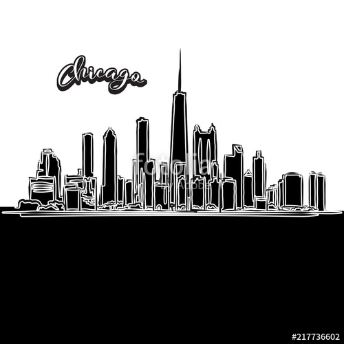 500x500 Chicago Skyline, Outline Stock Image And Royalty Free Vector